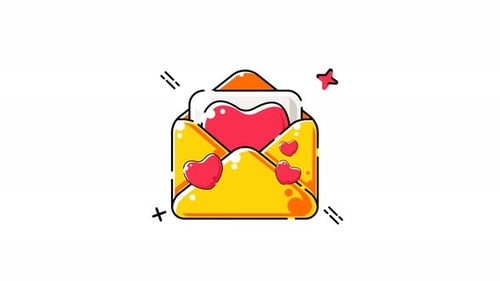 Decorative Love Letter Animation with Bouncing Hearts