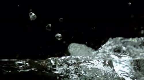 Dynamic Water Splash and Waves on Black Background