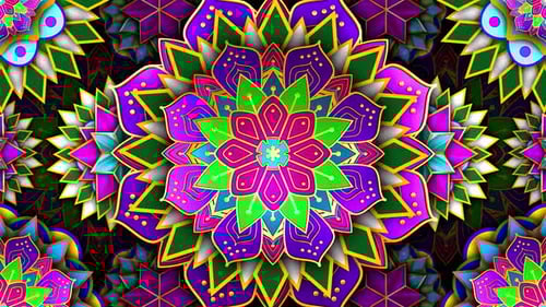 Vibrant Decorative Mandala Floral Pattern Loop Background