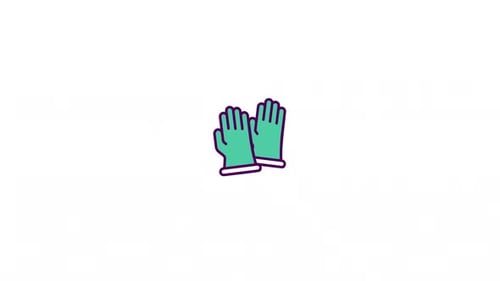 Animated Flat Design Protective Gloves Icon