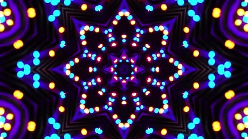 Abstract Neon Star Kaleidoscope Tunnel Background Loop
