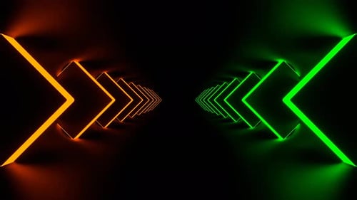 Green And Orange Neon Futuristic Metaverse Tunnel Background Vj Loop l 4K