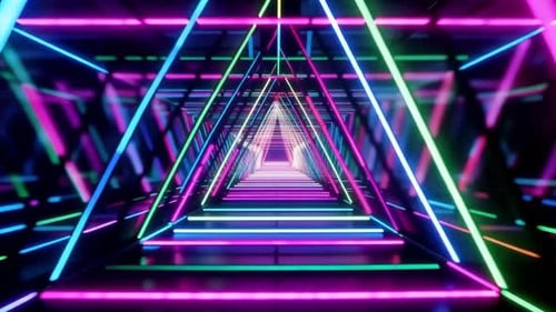 Abstract Geometric Neon Triangle Tunnel Animation