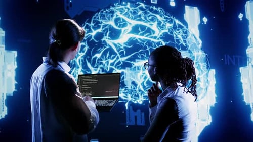 Colegas de trabalho executam o Código de IA no Data Center