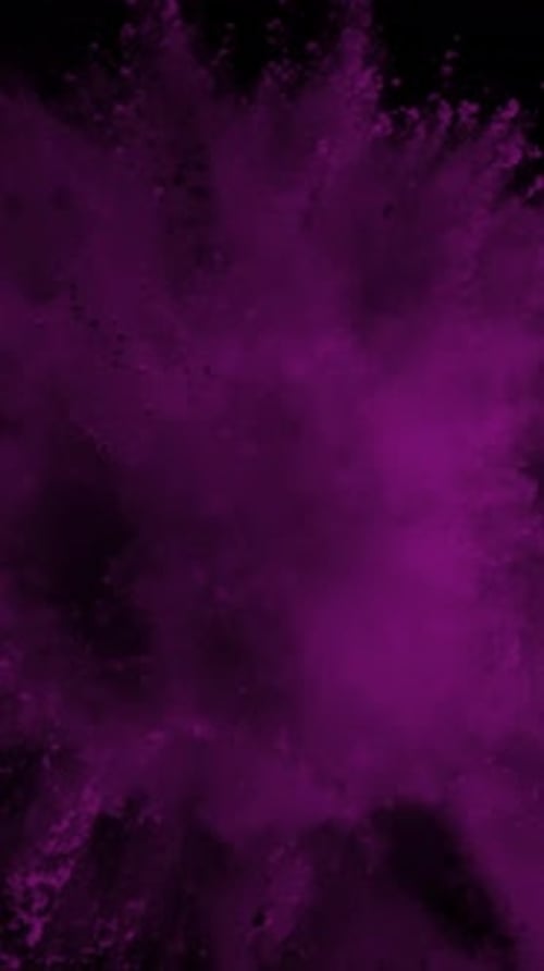 Super Slow Motion Shot of Purple Color Powder Explosion at 1000Fps Vertical View