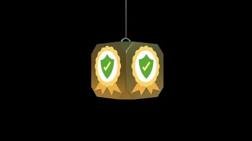 3D Animated Golden Security Shield Seal Breaking Reveal