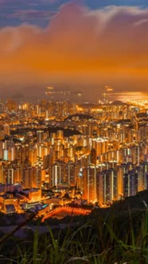 Vertical View Of Hong Kong Cityscape, China
