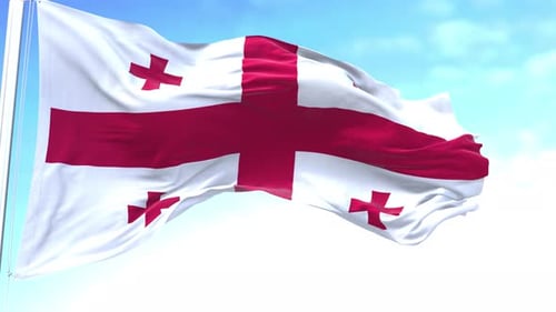 Realistic Georgia National Flag Waving Loop