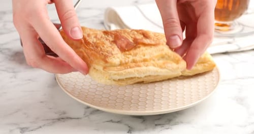 Delicious Puff Pastry and Jam on Plate