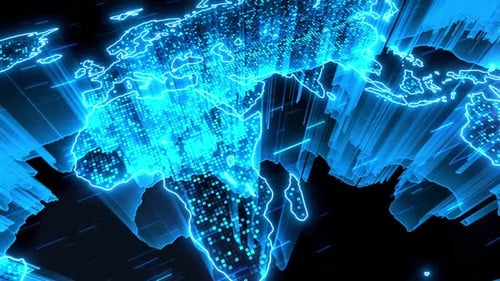 Futuristic Digital World Map Global Network Animation