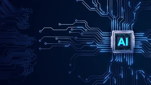 Cityscape Hightech Circuit Board Circuit Lines and Data Streams Emerges in Digital World Concept