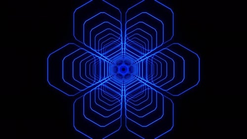 Deep Blue Abstract Glowing Hexagonal Structure Background Vj Loop In 4K