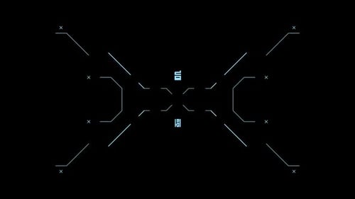 Interface-Kollektion: Kontinuierliche Hauptbewegungsschleife der Seitenelemente auf dunklem Hintergrund