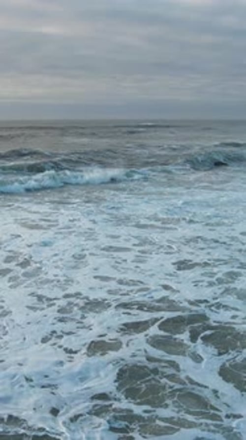 Vertical Video of Sea and Waves at Storm Day
