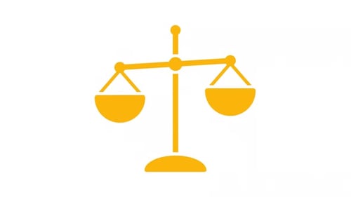 Zeichentricksymbol für animierte, bewegliche Waagen der Gerechtigkeit