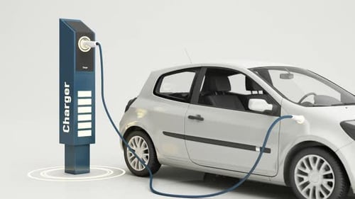 Electric Vehicle Charging Station with Car