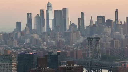 Aerial view of New York City on a summer morning