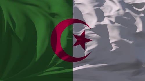 Waving Algerian National Flag Realistic Fabric Loop