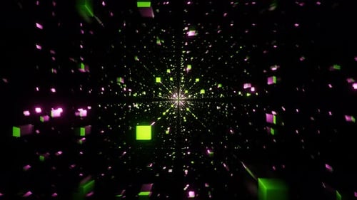 Lime and Pink Abstract Cubic Dimension Background VJ Loop with Rotation in 4K