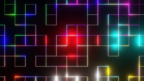 Multicolor Square Abstract Glowing Patterns Background Vj Loop Animation In HD