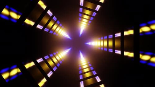 Abstract disco animation blue and yellow neon background for dance music 3d render. Vj and Dj loop