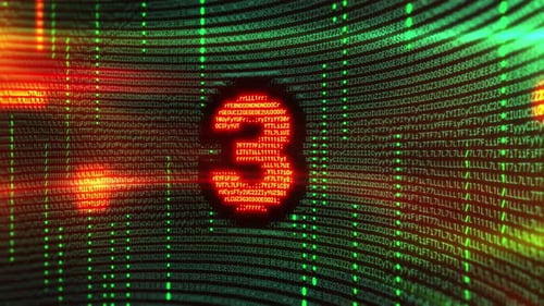 Countdown und Computercode zeigen Datenschutzverletzung und Cybersicherheitsbedrohung
