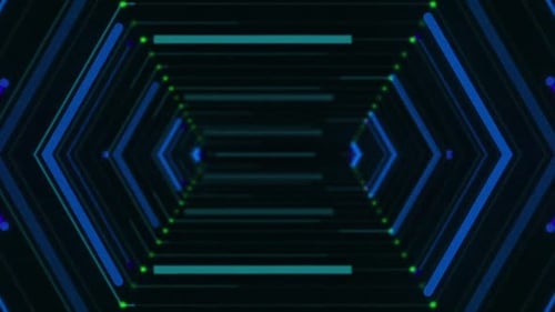 4K Futuristic Technology Light Tunnel Loopable Animation Black Background