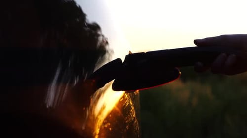 Electric Car Charging at Sunset in Rural Area