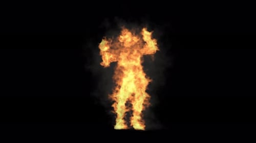 Feuer, Rauch, brennender Tanz mit 23 Charakteren 4K