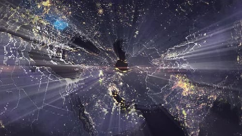 Pixel Art Earth Night Space Rotate and Zoom Shining Country Ungarn