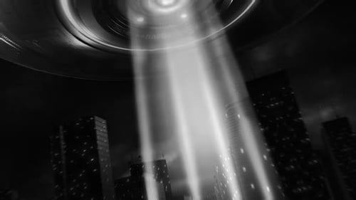 Ufo Mothership Schwarz-Weiß 03