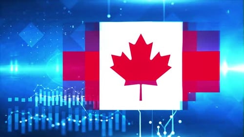 Canada Flag On Economy Background And Graph