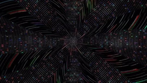 Abstract background moving stripes and flashing with shining light dots. Animation with circles