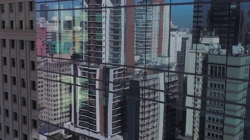 Aerial view to the building reflecting the Marginal Pinheiros, Sao Paulo, Brazil