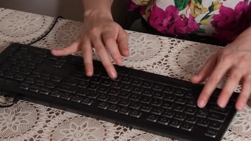 Close-Up Hands Typing on Computer Keyboard, 4K Macro B-Roll