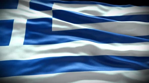 Animated Greek Flag Waving Realistic Motion