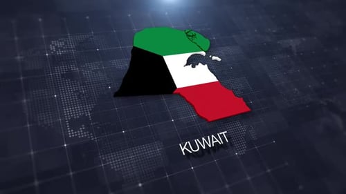 Animated 3D Map of Kuwait with National Flag