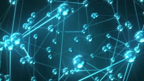 Glowing blue molecular network