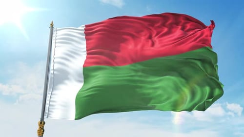 Madagascar National Flag Waving Animation