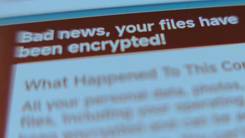 Encrypted Files Warning Hacking Concept