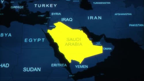 Karte von Saudi-Arabien auf Satellit hervorgehoben Hud Map Style 02