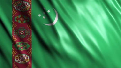 Turkmenistan Flag Seamless Loop Waving Animation