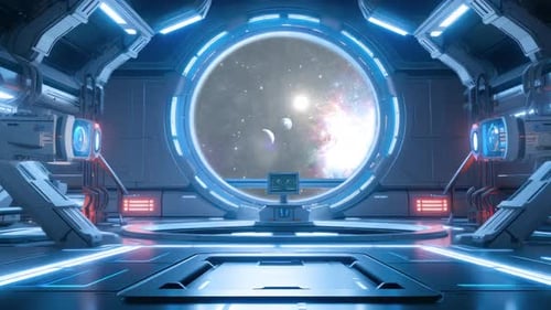 Spaceship Futuristic Interior With Window View On Space V2