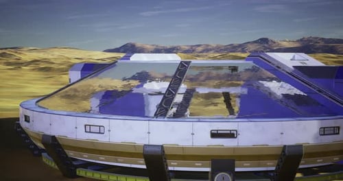 Laboratory Structure on a Desert Landscape with Mountains in the Background