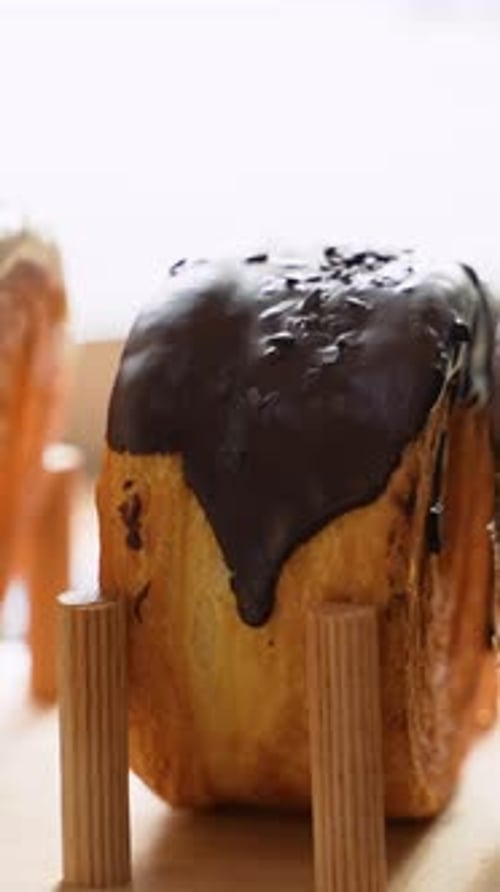 Freshly Baking Spinning Baked Goods on Display in Baker Shop