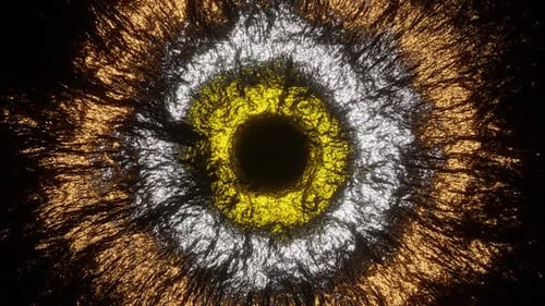 Vj Loop mit strukturiertem schwarzen Lochhintergrund in Bronze, Silber und Gold in 4K