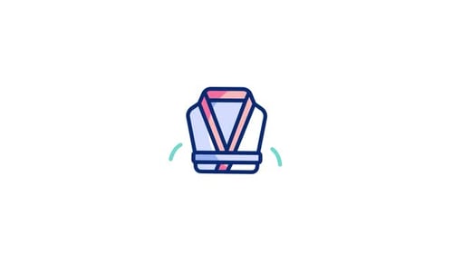 Modern Animated Martial Arts Gi Icon with Tying Black Belt