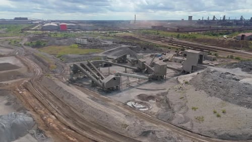 Aerial View of a Busy Industrial Quarry
