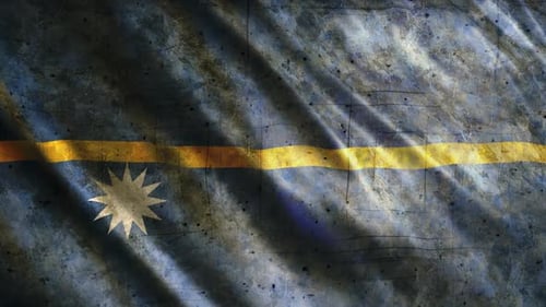 Grunge Nauru Flag Waving Animation