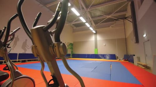 Trampoline Court Treadmills and Elliptical Trainers in Gym